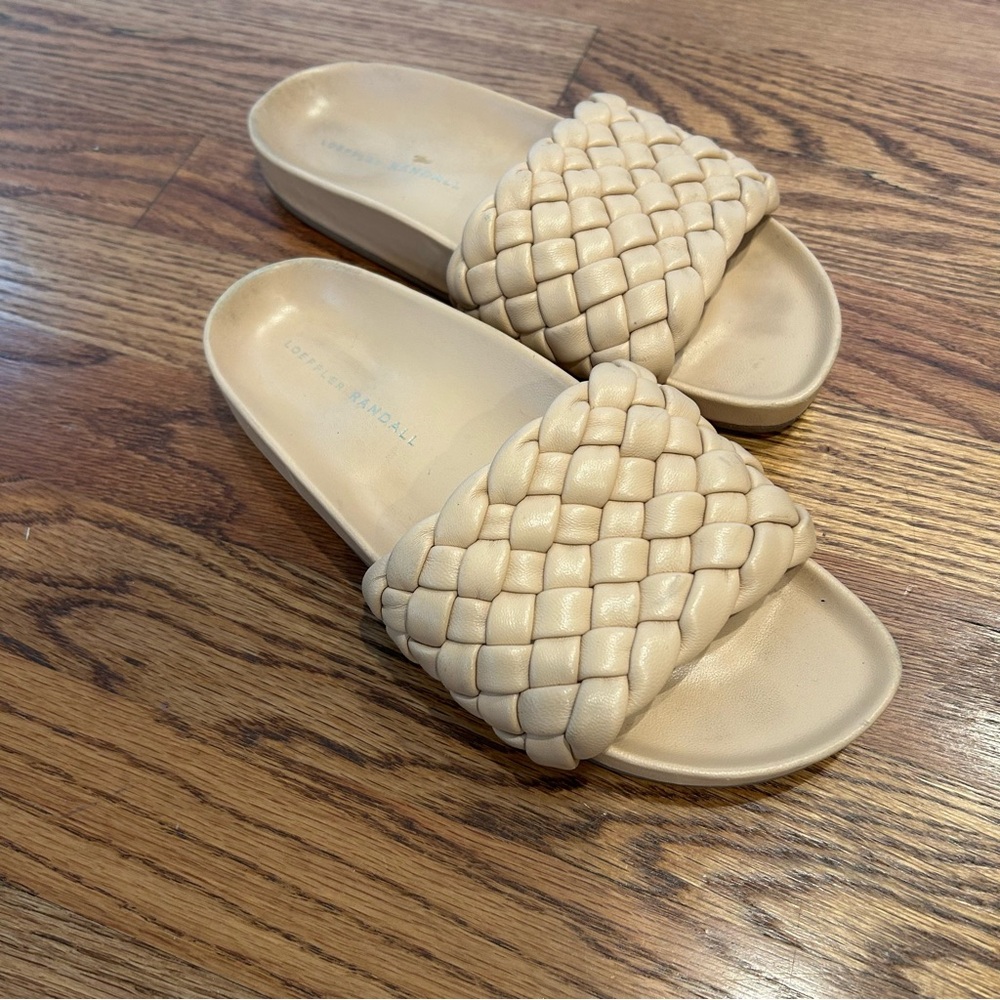Loeffler Randall Woven Sonnie Slide Sandals in Beige 7